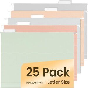 25 Count Hanging File Folders, Pastel Colors, Hanging File Folders Letter Size,